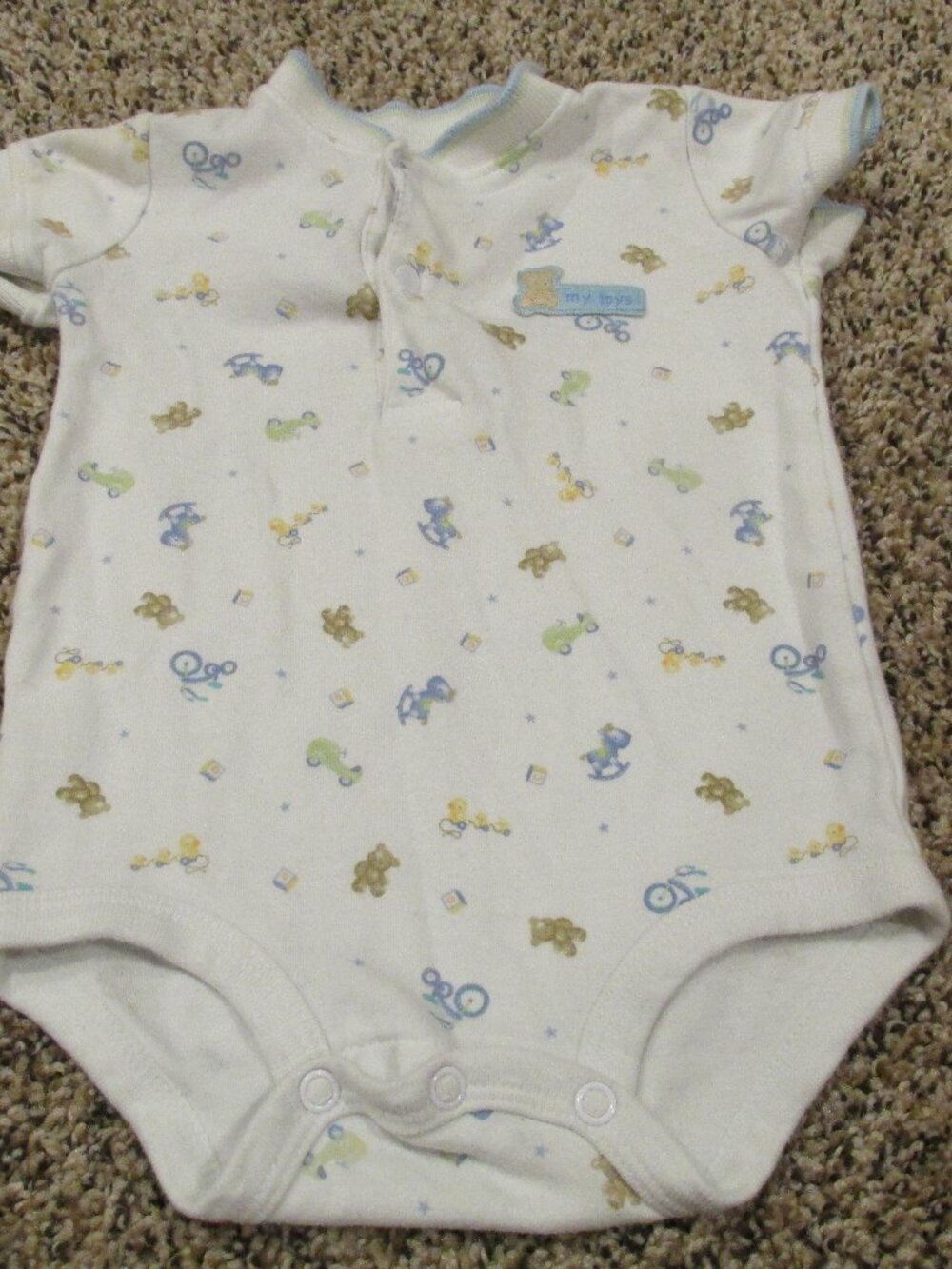 Child Of Mine Carters Bodysuit Infant Boys Size 3-6M White Bear Car Bicycle Snap